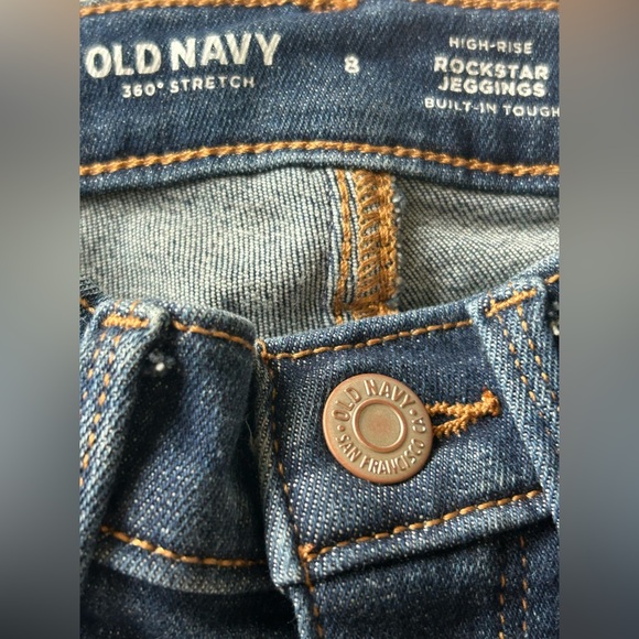 Old Navy Girls High-Rise Rockstar Jeggings Stretch Distressed Dark Wash Size 8 - Picture 4 of 4